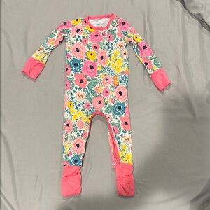Little Sleepies Pink and Yellow Floral Footies